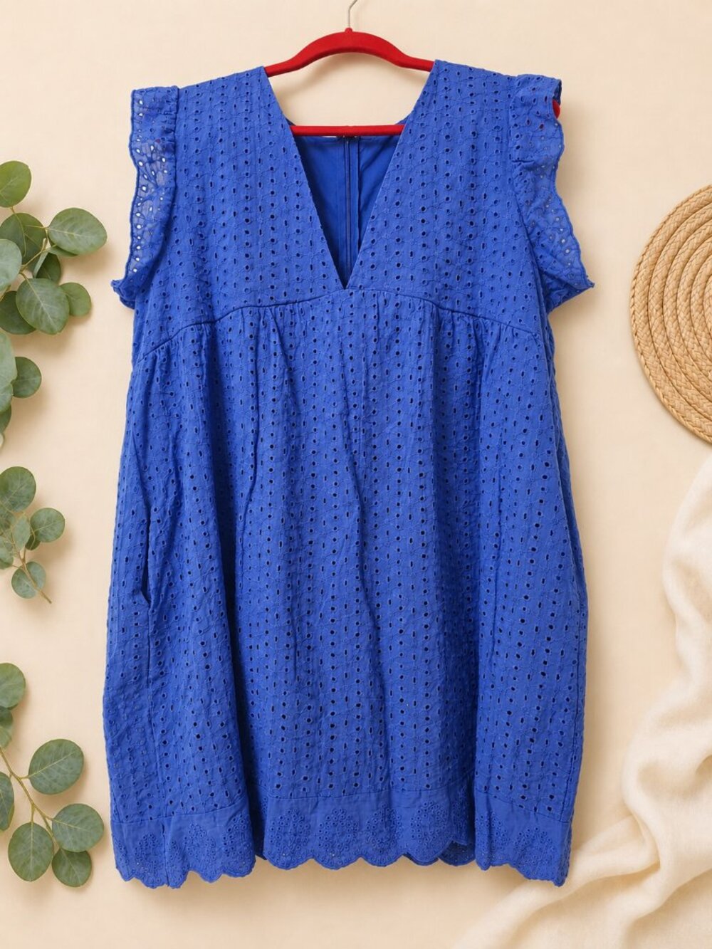 Blue Eyelet lined Dress Sz 2XL